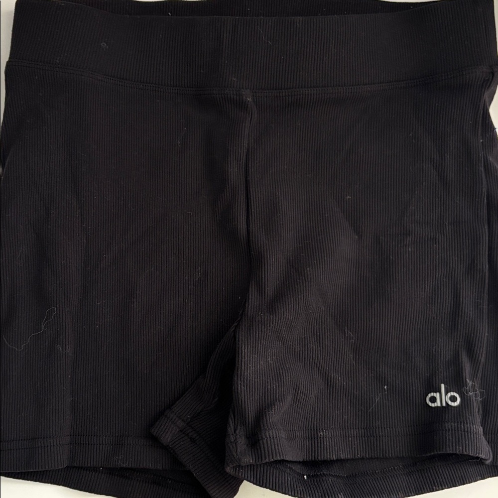 ALO Yoga Black RibbedBike Shorts